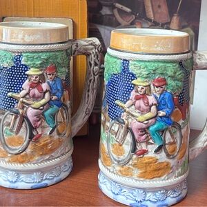 Vintage Wales China Handpainted Lusterware Beer Steins
